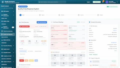 Quality Crisis Response Digital Worker interface