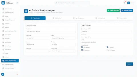 AI Carbon Analysis Digital Worker interface