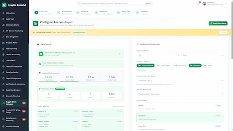 Supply Chain Decarbonization Agent interface