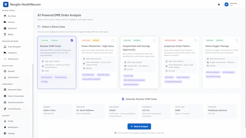 AI Multi-Agent DME Fraud Detection & Cost Optimization System interface