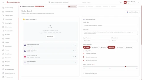AI-Powered Course Creation Digital Worker interface