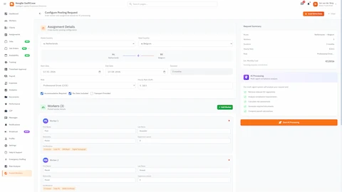 Enterprise Cross-Border Posted Worker Compliance Platform interface