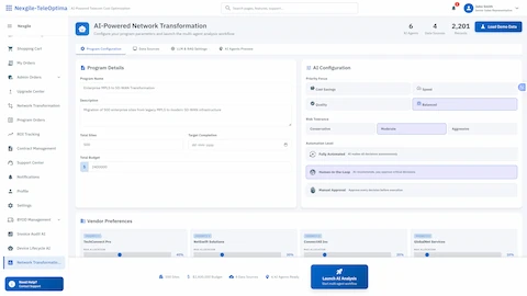 AI Network Transformation Command Center Digital Worker interface